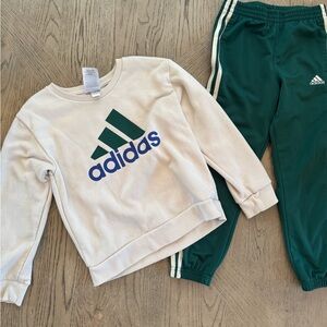 Gently Used, size 6, Boys Adidas Kids Green Joggers with Sweatshirt